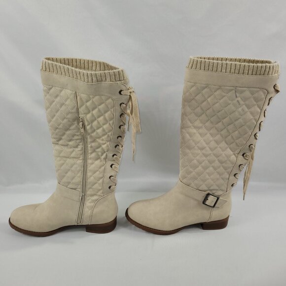 Allia Quilted Lace-Up Back Boot Bone Color Womens size 9 - Picture 5 of 8